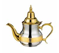 perfk Théière Acier Inoxydable Cafetière Verseuse Boisson Chaude Ornement Métal Poli Couvercle Incurvé Bec Classique Adaptée Service Thé Café Invités Maison, Théière Marocaine Avec Motif Floral Laser