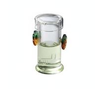 perfk Théière Industrielle Verre Borosilicate Infuseur Inox Intégré Poignée Artistique Dragon Versement Fluide Adaptée pour Du Thé Maison Espace de Travail, 190ML, Verre Feuille Colorée