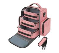 perfk Trousse de rangement pour vernis à ongles, pouvant contenir 72 flacons, avec poignée robuste, idéale pour une utilisation à domicile ou en salon, Rose