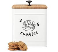 PERFNIQUE Bocal à biscuits de 3,5 l avec couvercle hermétique avec couvercle en bambou, jolis bocaux à biscuits pour comptoir de cuisine, récipient de stockage alimentaire pour bonbons, biscuits