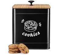 PERFNIQUE Bocal à biscuits de 3,5 l avec couvercle hermétique avec couvercle en bambou, jolis bocaux à biscuits pour comptoir de cuisine, récipient de stockage alimentaire pour bonbons, biscuits