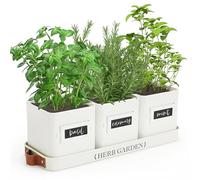 PERFNIQUE Jardinière d'intérieur avec Plateau, Pots de Fleurs d'intérieur de Ferme, Rebord de fenêtre, Jardin d'herbes aromatiques avec Drainage (Pot de Fleurs Uniquement) pour intérieur/extérieur,