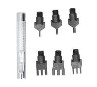 Perforateur à pointe en cuir, outil de perforation de trous à tête interchangeable pour bricolage, perforateur de couture en métal anticorrosion avec 6 embouts pour la fabrication