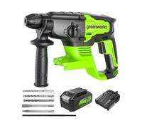Perforateur SDS Brushless 24V GREENWORKS - 2 joules - Batterie 4,0Ah et chargeur - GD24SDS2K4