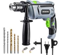 WORKPRO Perforateur Visseuse Electrique 850W, Perceuse à Percussion Filaire de Perceuse 3000 tr/min, Marteau et Perceuse 2 en 1 avec Poignée Rotative à 360°, 3 Forets Hélicoïdaux et 2 Forets à Béton