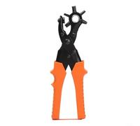Perforatrice de ceinture rotative en acier carbone 6 tailles | Alliage robuste, coupe facilement les ceintures en cuir, 25 cm de long, poignée antidérapante orange, construction robuste