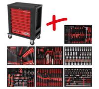 Performanceplus Jeu de servantes d'atelier P15 avec 403 outils pour 7 tiroirs