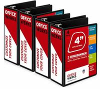 Performore Lot de 4 classeurs professionnels à 3 anneaux, angle D de 10,2 cm, dossiers de présentation pour pages standard de 21,6 x 27,9 cm avec poches, reliure noire transparente - Idéal pour les