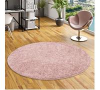 Pergamon - Aloha - Tapis Shaggy à poils longs rond - Mélange Vieux Rose - 80 cm