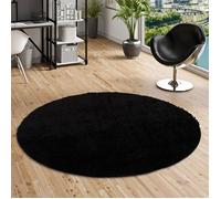 Pergamon - Aloha - Tapis Shaggy à poils longs rond - Noir - 150 cm