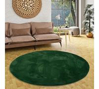 Pergamon Luxe Super Soft Art Tapis en Fourrure Plush Rond Vert Sapin | Super Moelleux | Salon Chambre à Coucher Chambre d'enfants