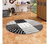 Tapis pour enfant - PERGAMON - Maui Kids - Rond - Motif étoiles gris - 120 cm