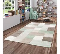 Pergamon Maui - Tapis de Designer - Vert Pastel Beige Carreaux - 5 Tailles