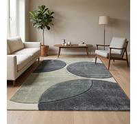 Pergamon Maui Tapis design bleu gris - Tapis de salon moderne avec motif géométrique, doux et facile d'entretien