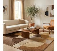 Pergamon Maui Tapis design marron beige - Tapis de salon moderne avec motif géométrique, doux et facile d'entretien