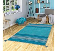 Pergamon Navarro - Tapis Kilim Naturel - Turquoise - 6 Tailles Disponibles