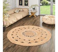 Pergamon Pia - Tapis tressé en Fibre Naturelle de Jute - Fait à la Main - Rond - 2 Tailles