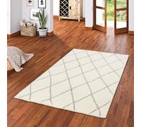Pergamon Silky Soft - Tapis de Luxe à Poils Longs Shaggy - Losange Crème Moderne - 4 Tailles