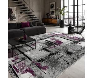 Pergamon Tapis Design Samba Purple Urban | Moderne Abstrait | Velours Doux