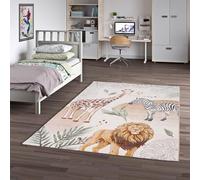 Pergamon Tapis Enfant Maui Kids Dinosaures Vert Bleu - Tapis Doux de Jeu avec Motifs de Dinosaures pour Chambre d'enfant et Salle de Jeux, Facile à Nettoyer et Couleurs Vives