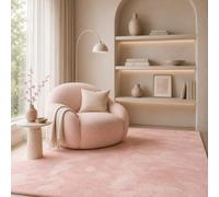 Pergamon Tapis Fausse Fourrure Pearl Rose - Tapis Shaggy Doux à Poils Longs