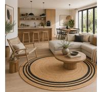 Pergamon Tapis Ronds en Jute - Fibre Naturelle Nombreux Modèles Salon