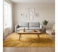 Pergamon Tapis Shaggy Luxe Ultra Doux Moelleux pour Salon & Chambre Melia Curry Jaune