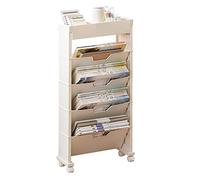 PerGar Bibliothèque de Salle de Classe, étagère à Livres Pliable Multicouche avec Roue Universelle, étagère de Rangement de Livres évolutive pour Le Salon, étagères à roulettes pour