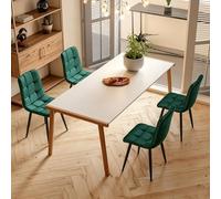 PerGar Lot de 4 chaises de salle à manger, cuisine, rembourrées, en velours, avec dossier et pieds en métal, chaise rembourrée, moderne, pour salle à manger et cuisine, vertes