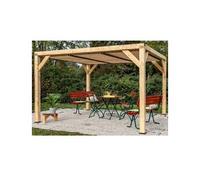 Habrita Auvent VENETO – bois lamellé collé, ventelles réglables – 3,39 x 3,12 m