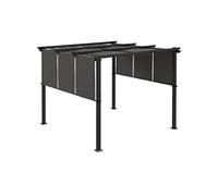 Pergola 3 toiles coulissantes - dim. 2,97L x 2,97l x 2,38H m - acier époxy polyester haute densité anthracite Gris G