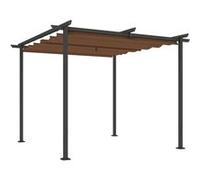 Pergola 3 x 3 m métal toile polyester haute densité 180g/m² UPF30+ coulissante rétractable marron Marron G