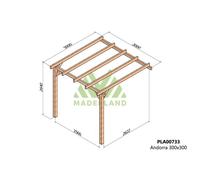 Pergola Accolée En Bois Lamellé-Collé Andorra 300 X 300 Cm Marron
