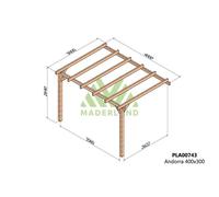 Pergola Accolée En Bois Lamellé-Collé Andorra 400 X 300 Cm Marron