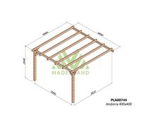 Pergola Accolée En Bois Lamellé-Collé Andorra 400 X 400 Cm Marron