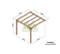 Pergola Accolée En Bois Lamellé-Collé Burgos 300 X 300 Cm Marron