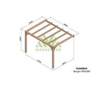 Pergola Accolée En Bois Lamellé-Collé Burgos 400 X 300 Cm Marron