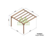 Pergola Accolée En Bois Lamellé-Collé Burgos 400 X 400 Cm Marron