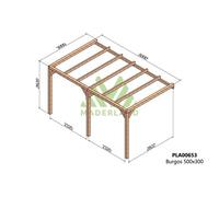 Pergola jardin adossé en bois : BURGOS : 500 x 300 cm