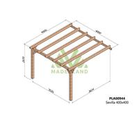 Pergola Accolée En Bois Lamellé-Collé Sevilla 400 X 400 Cm Marron