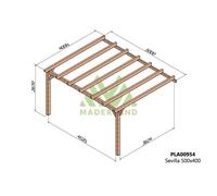 Pergola Accolée En Bois Lamellé-Collé Sevilla 500 X 400 Cm Marron