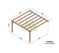 Pergola Accolée En Bois Lamellé-Collé Sevilla 500 X 500 Cm Marron