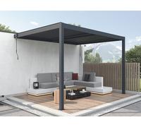 Pergola adossée bioclimatique en aluminium avec lames orientables 11,85 m² - MANDELLO