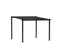 Outsunny Pergola jardin extérieur en aluminium 3 x 3 m pergola adossée avec toit en polycarbonate imperméable, système de drainage, tonnelle de jardin abri soleil UPF30+ pour terrasse patio cour, gris