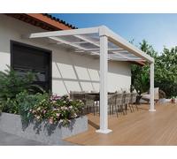 Pergola adossée en aluminium avec toit coulissant - 12 m² - blanc - IZEDA
