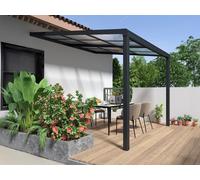 Pergola adossée en aluminium avec toit coulissant - 9 m² - anthracite - IZEDA