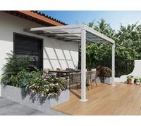 Pergola adossée en aluminium avec toit coulissant - 9 m² - blanc - IZEDA