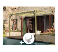 Pergola adossée en bois massif Narbonne 600 x 300 cm + 3 supports surélevés - Maderland