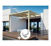 Pergola Adossée En Bois Montpellier 500 X 400 Cm + 3 Supports Surélevés - Maderland Multicolore