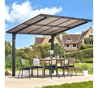 Pergola adossée Murale en Aluminium Robuste de 2,4 m × 3 m avec Toit Rigide, idéale terrasse, Jardin et Cour. (2.4x3m)